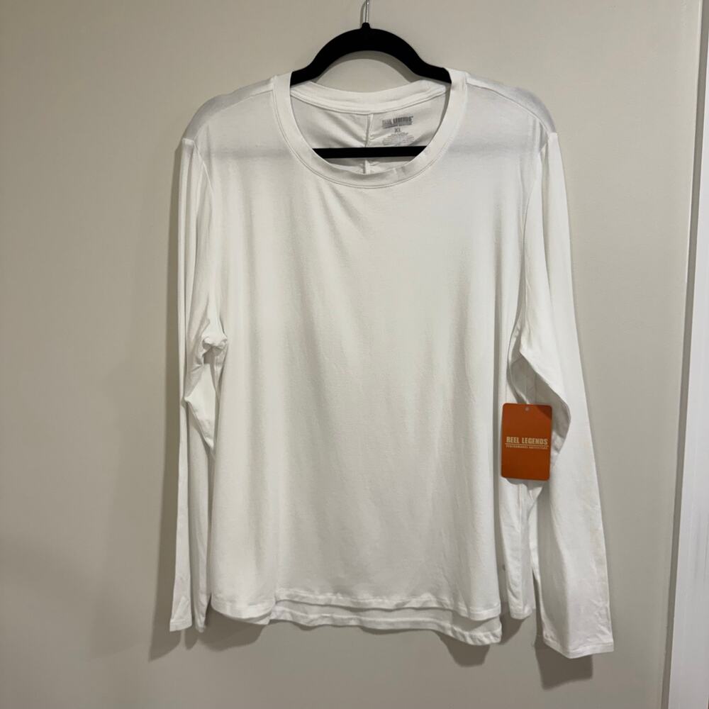 Reel Legends Womens White Long Sleeve Performance Bamboo T-Shirt Size XL NEW
